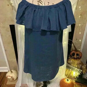 Madewell Women’s Rio Coverup Linen Mini Dress off Shoulder. XS. Preowned.